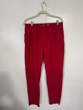 Betabrand Dress Yoga Pant Women's L Red straight leg pocketed stretchy W1528